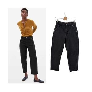 Everlane The Arc Jean Black High Rise Tapered Cropped Denim Pants 27